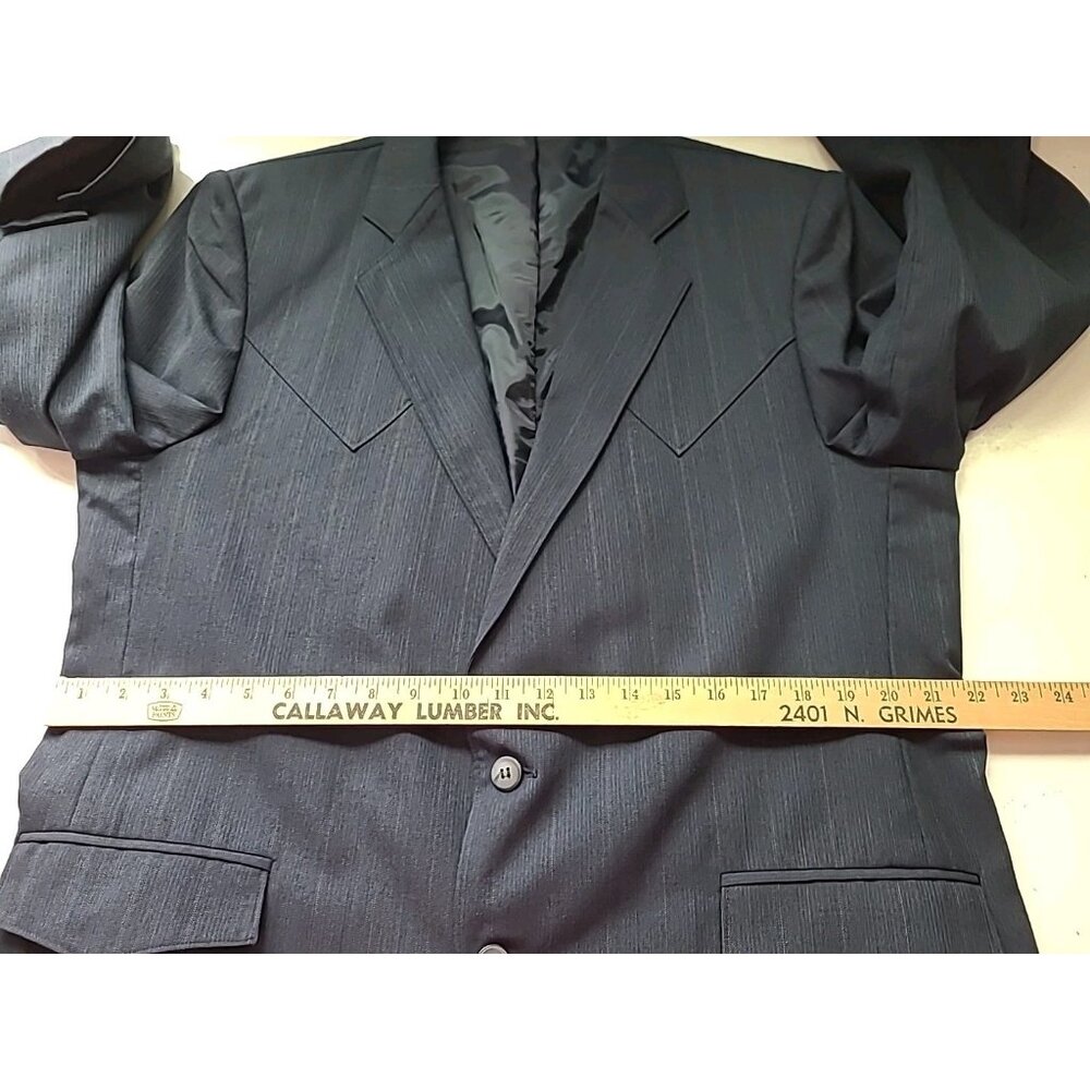 Luskey’s Men’s Western Sport Coat L Blue Wool Blend 2 Button Blazer Jacket - Picture 11 of 16